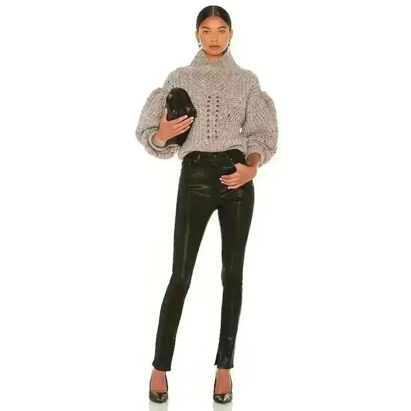 New NWT Rae High Rise Ankle Skinny in Coated Black JONATHAN SIMKHAI STANDARD Sz - Picture 1 of 5